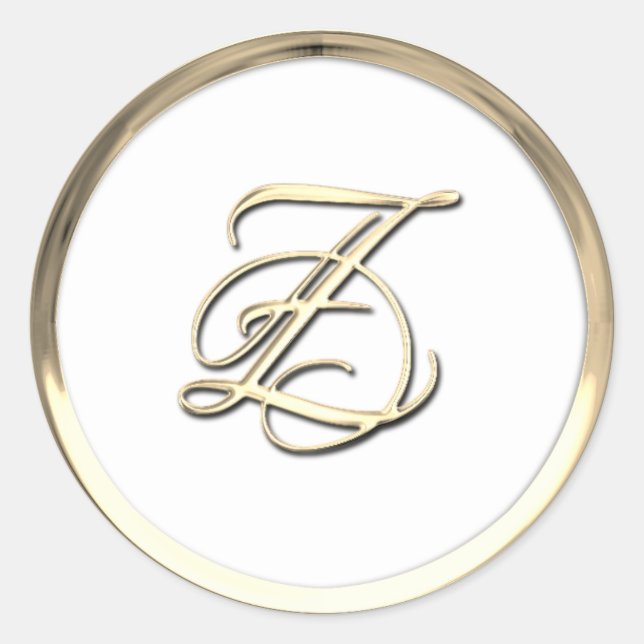 Sticker Rond Monogramme initial or Z Script n'importe quelle co (Devant)