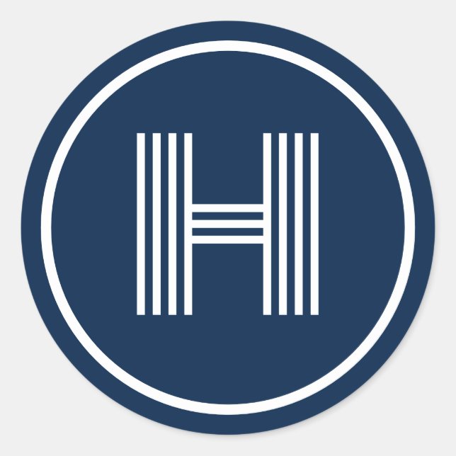 Sticker Rond Monogramme initial Oxford Blue (Devant)