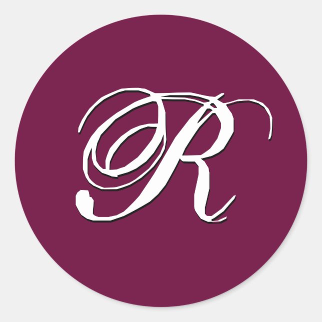 Sticker Rond Monogramme Invitation Sceau "R" Vin personnalisabl (Devant)