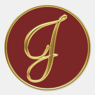 Sticker Rond Monogramme J en or 3D