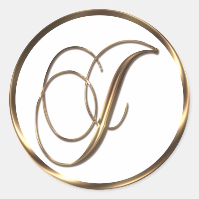 Sticker Rond Monogramme J Faux Bronze (Devant)