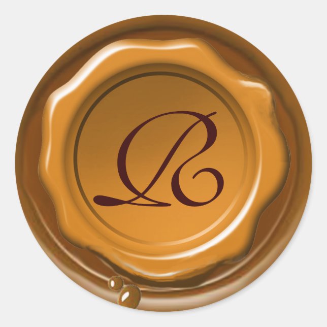 Sticker Rond MONogramme JAUNE DE SCEAU BROWN DE CIRE (Devant)