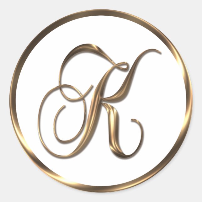 Sticker Rond Monogramme K Faux Bronze (Devant)