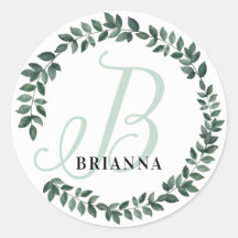 Monogramme Lettre B Nom Personnalisé Botanique Min