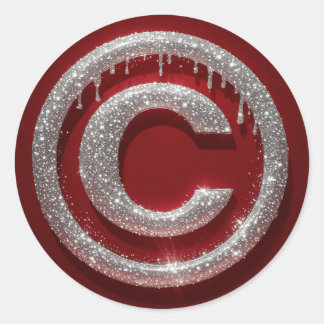 Sticker Rond Monogramme lettre C pailleté Chrome Drip