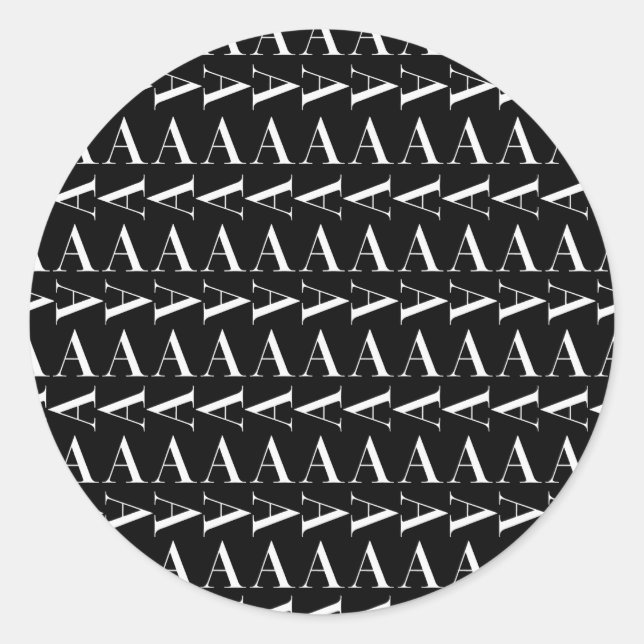Sticker Rond Monogramme Lettre initiale A, Choisir la couleur A (Devant)