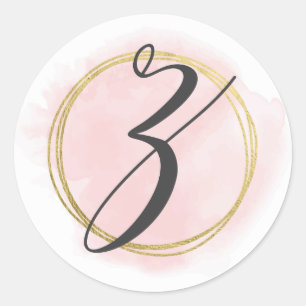 Sticker Rond Monogramme Lettre Z Rose Pâle Aquarelle Chic Doré