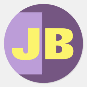 Sticker Rond Monogramme Lettres initiales Indigo Yellow Minimal
