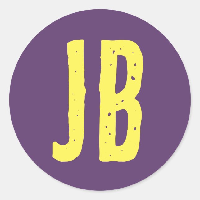 Sticker Rond Monogramme Lettres initiales Indigo Yellow Minimal (Devant)