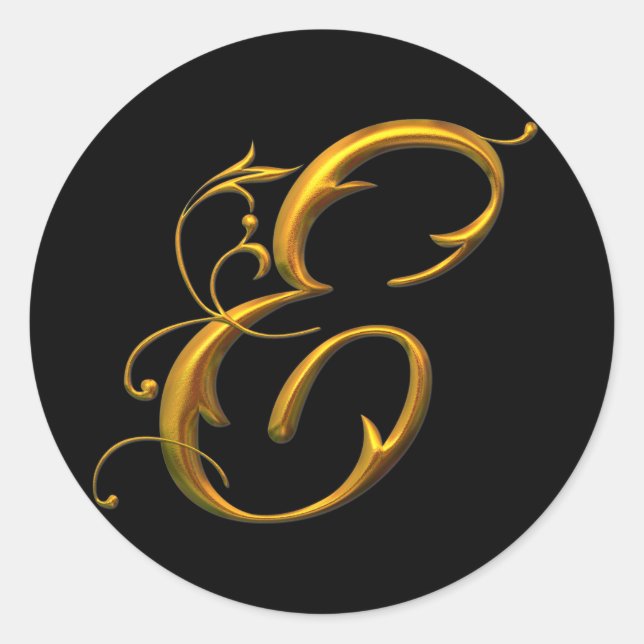 Sticker Rond monogramme Liquid Gold E (Devant)