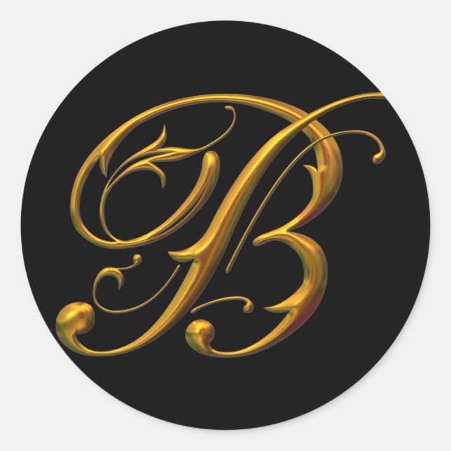 Sticker Rond monogramme Liquide Gold B (Devant)