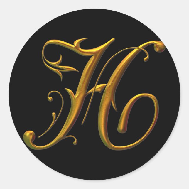 Sticker Rond monogramme Liquide Gold H (Devant)