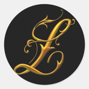 Sticker Rond monogramme Liquide Gold L