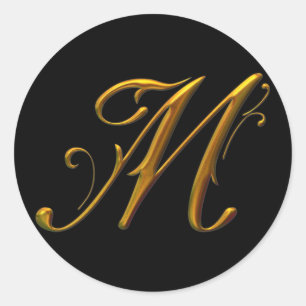 Sticker Rond monogramme Liquide Gold M