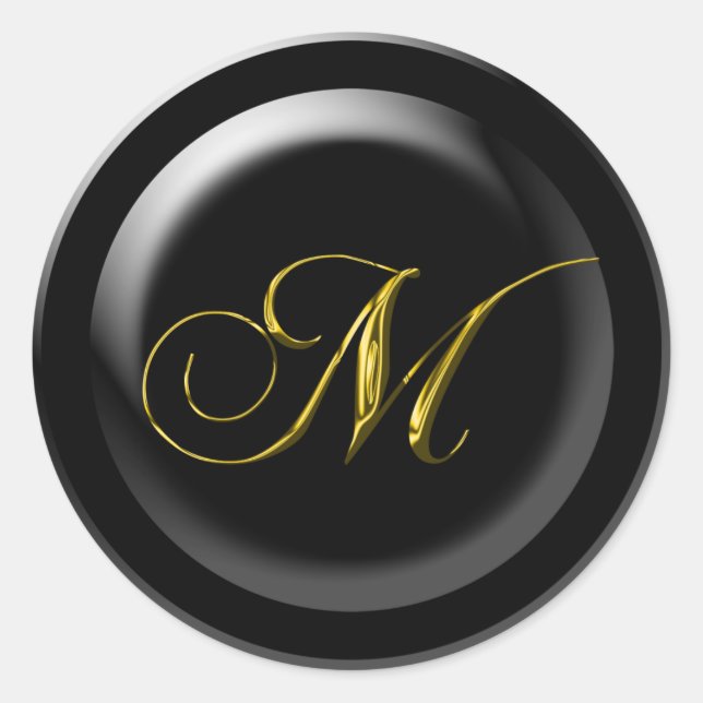 Sticker Rond Monogramme M fantaisie (Devant)