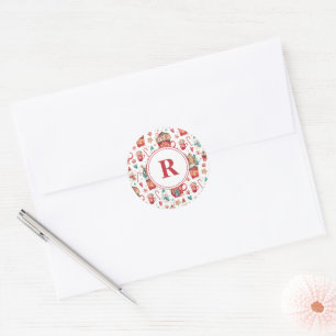 Sticker Rond Monogramme Maisons et sucreries Motif 1,5 po