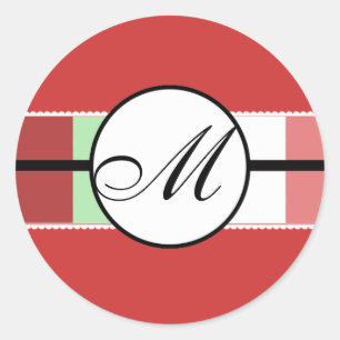 Sticker Rond Monogramme Mariage Bleu Damas