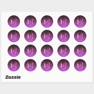 Sticker Rond Monogramme Mariage céleste de nuit étoilée