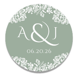 Sticker Rond Monogramme Mariage classique de Norwich