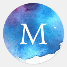 Monogramme Mariage d'aquarelle bleu