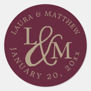 Sticker Rond Monogramme Mariage de Bourgogne