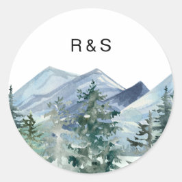 Sticker Rond Monogramme Mariage de forêt sauvage
