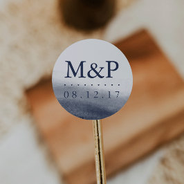 Sticker Rond Monogramme Mariage de marées navales