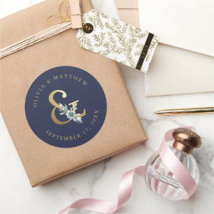 Sticker Rond Monogramme Mariage d'espere florale de luxe