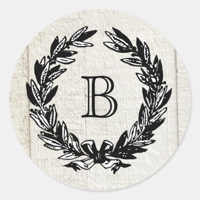 Sticker Rond Monogramme Mariage Famille Crest Emblem Classe Vin (Devant)