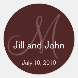 Sticker Rond Monogramme Mariage mariée Groom Date Sceau de choc