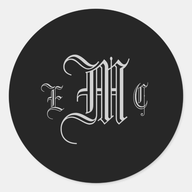 Sticker Rond Monogramme Mariage trois initiales BrideGroom Stic (Devant)