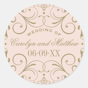 Sticker Rond Monogramme Mariage vintage Blush Antique