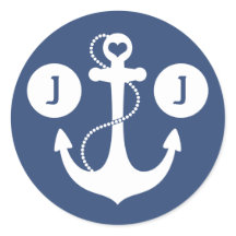 Monogramme marin bleu et blanc