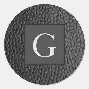 Sticker Rond Monogramme Meilleur homme Groomsman Black Leather