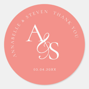 Sticker Rond Monogramme, Merci Mariage