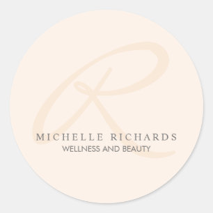 Sticker Rond Monogramme minimaliste élégant rose de