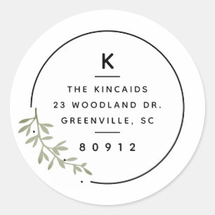 Sticker Rond Monogramme moderne adresse de retour couronne de b
