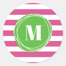 Monogramme Moderne De Grandes Vertes Et Roses
