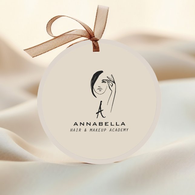 Sticker Rond Monogramme moderne Femme Visage Art (Créateur téléchargé)