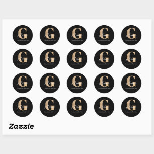 Sticker Rond Monogramme moderne Initiale G & Nom Personnalisé