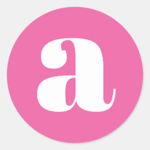 Sticker Rond Monogramme Moderne Initiale Lettre Rose Chaud Colo