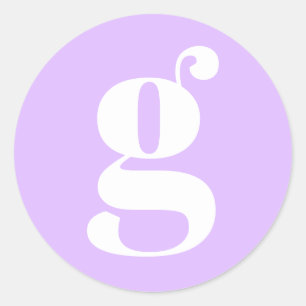 Sticker Rond Monogramme Moderne Lettre Initiale Lavande Pastel