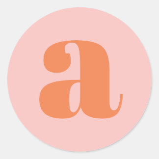 Sticker Rond Monogramme Moderne Lettre Initiale Rose Orange Pas