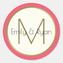 Monogramme moderne or et rose