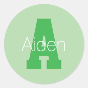 Sticker Rond Monogramme moderne Pale & Kelly Green