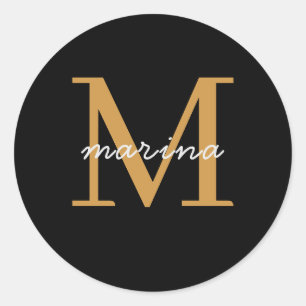 Sticker Rond monogramme moderne personnalisé