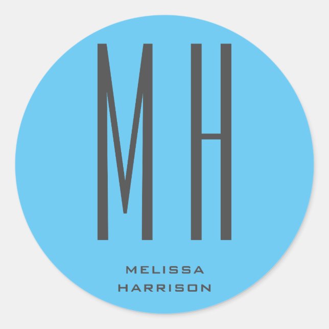 Sticker Rond Monogramme moderne Professionnel Plat Ciel Simple  (Devant)