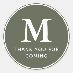 Sticker Rond Monogramme Moderne Simple et Élégant Merci d'être 