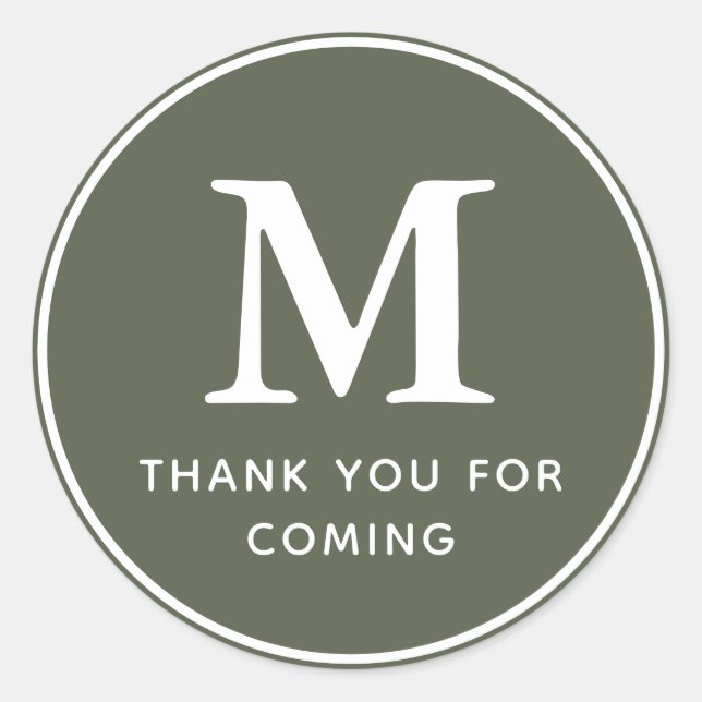 Sticker Rond Monogramme Moderne Simple Merci Chic Pour Venir (Devant)