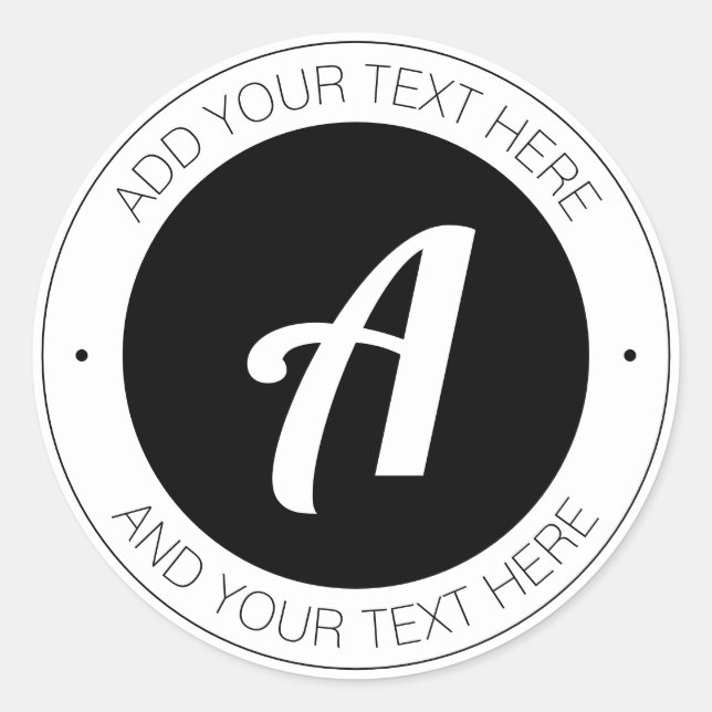 Sticker Rond Monogramme modifiable ou ajouter votre propre logo (Devant)